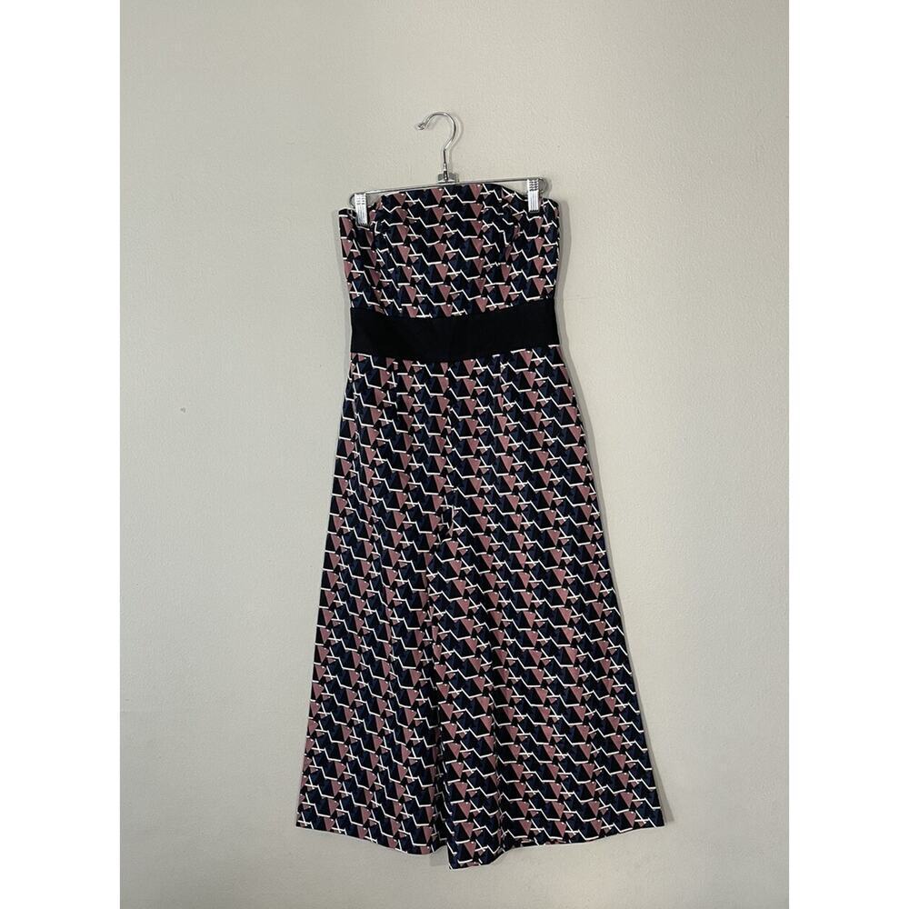 ASOS Size 0 Strapless Geometric Print Wide Leg Cropped Jumpsuit Artsy‎ Retro